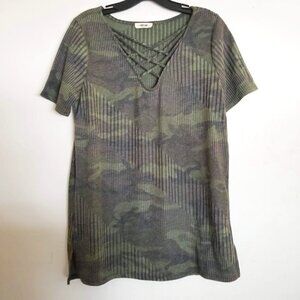 First Love Army Camo CrissCross Short Sleeve Shirt